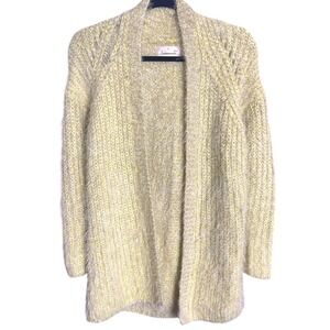 Anthropologie Yellow‎ Fuzzy Knit Metallic Sparkle Cardigan Sweater XS